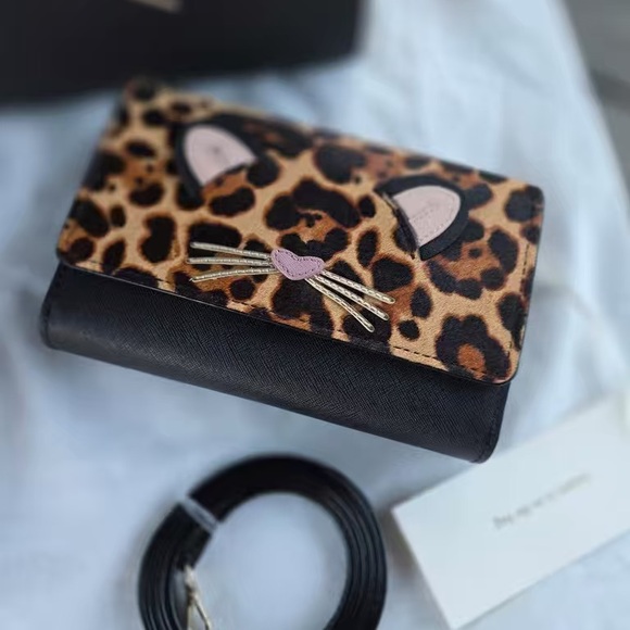 Kate Spade Black and Leopard Cat Tote with Wallet - Picture 5 of 9